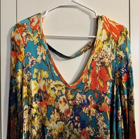 Free People Annette Floral Ombre Swing Dress Low Back Whimsigoth Fairy Grunge - Picture 3 of 8